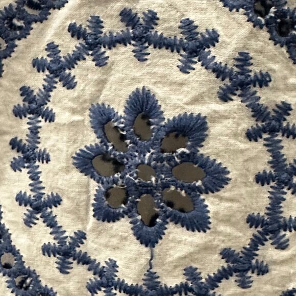 Blue and white embroidered midi dress - Picture 2 of 8